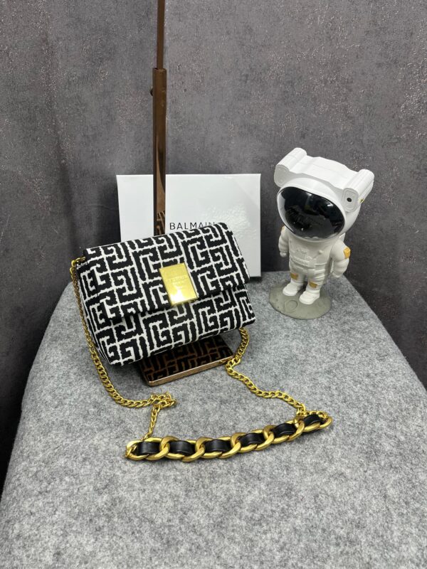 Balmain 1945 Soft Mini Bag Jacquard Monogram With OG Box & Dust Bag