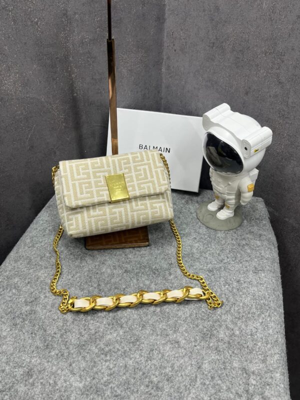 Balmain 1945 Soft Mini Bag Jacquard Monogram With OG Box & Dust Bag