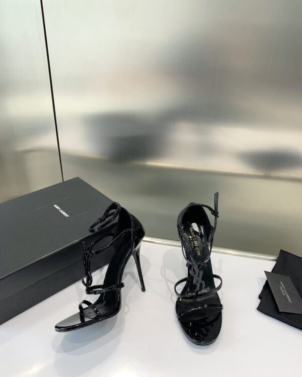 Ysl saint laurent paris black patent leather monogram cassandra sandals - Image 2