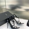 Ysl saint laurent paris black patent leather monogram cassandra sandals