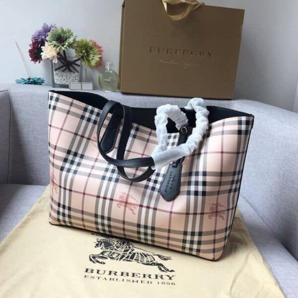 Burberry Haymarket Reversible Tote With Pouch 1