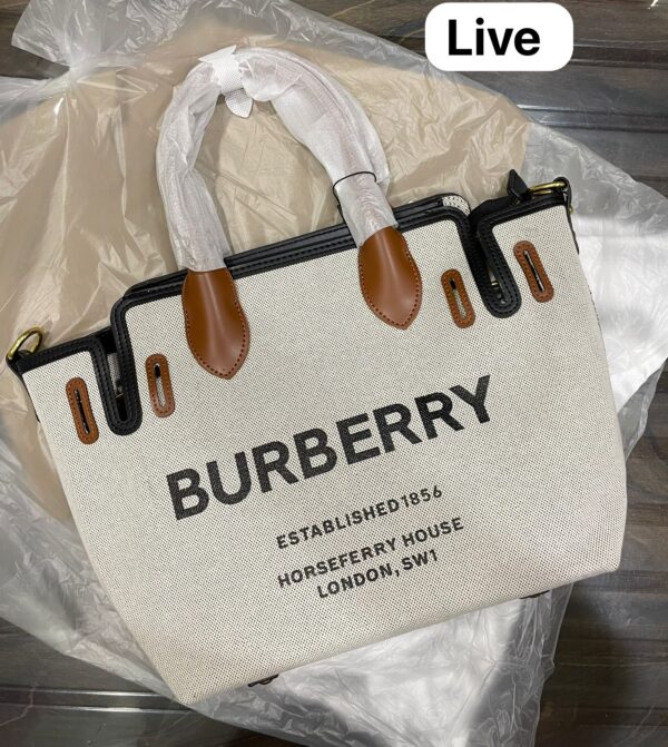 Burberry Horseferry Canvas Tote With Pouch - Image 3