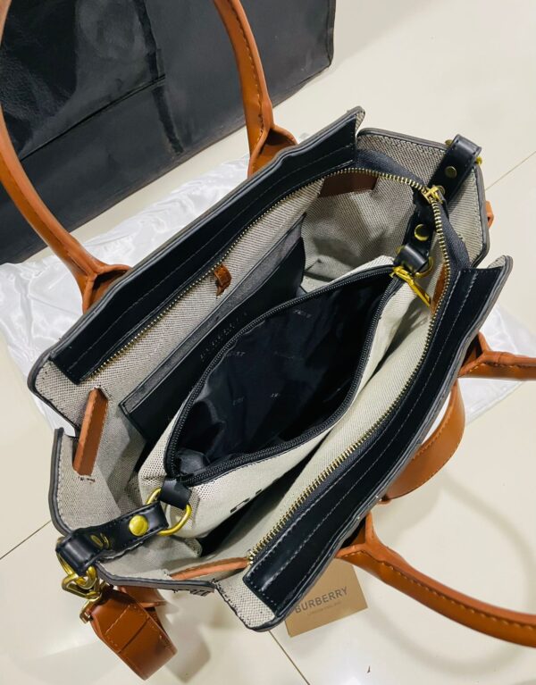 Burberry Horseferry Canvas Tote With Pouch - Image 2