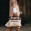 Burberry Horseferry Canvas Tote With Pouch