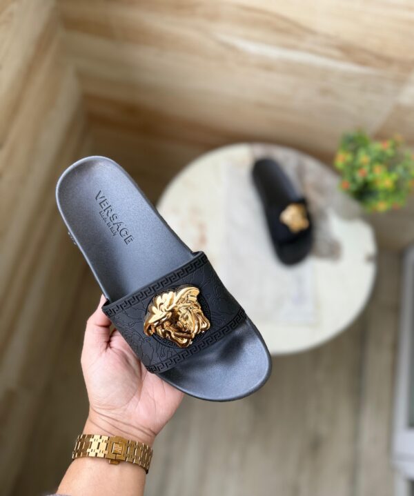 VERSACE  BLACK GOLD SLIDES - Image 4