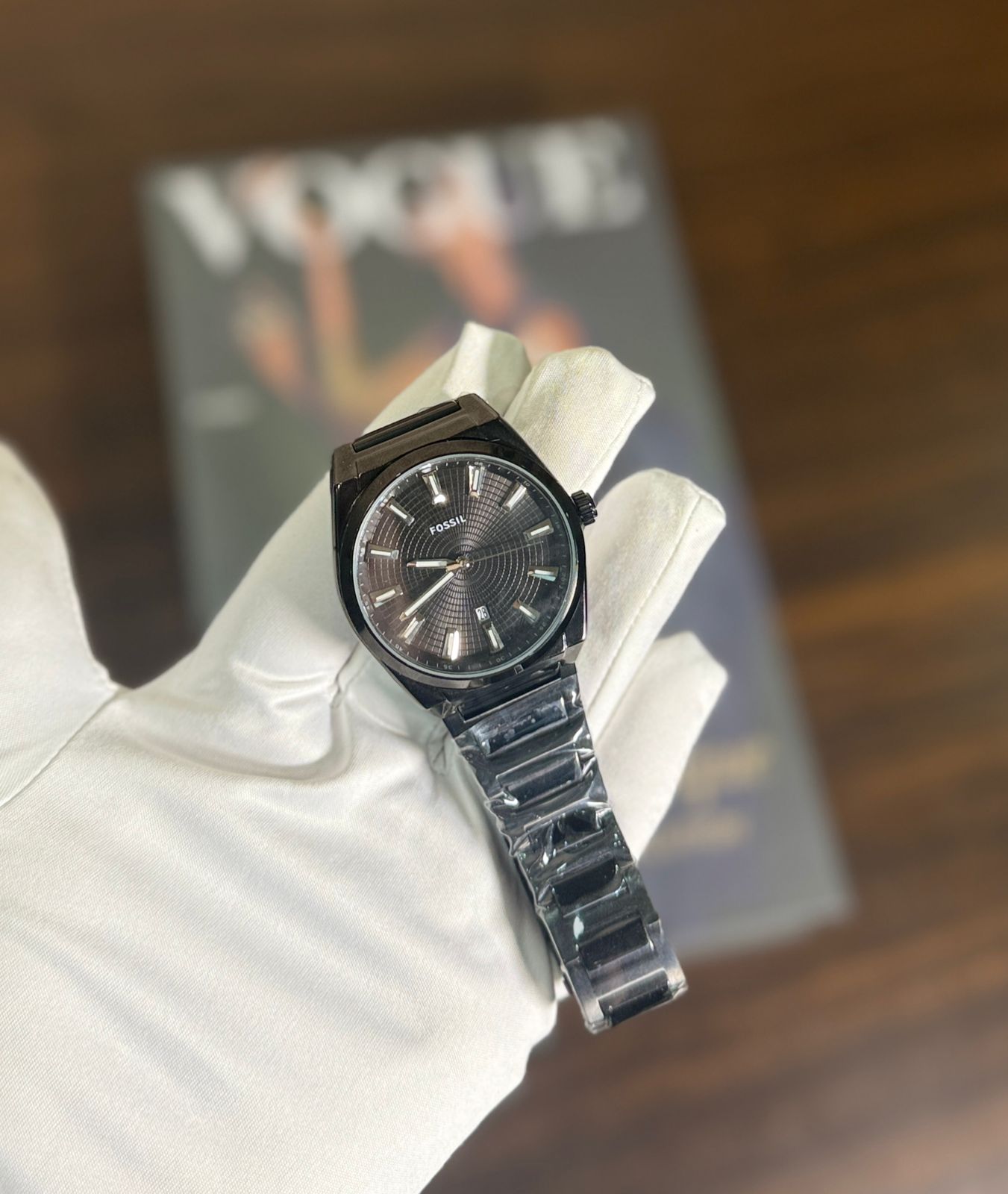 FOSSIL BLACK DAYTONA STEEL CHAIN